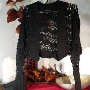 Black crochet knit sweater